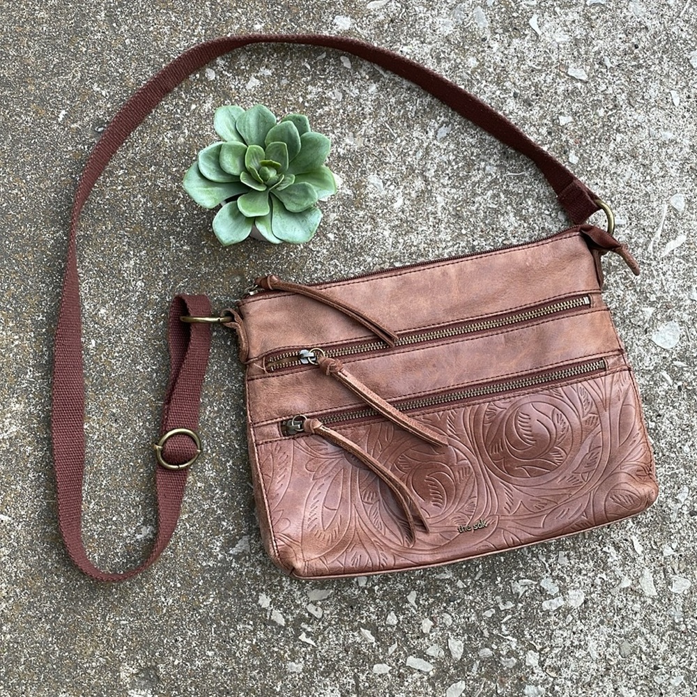 The Sak | Reseda Multi Pocket Western Tooled Embossed Leather Boho Crossbody Bag